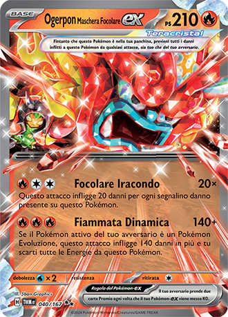 Ogerpon Maschera Focolare-ex 040/167 Rara Doppia - ITA - Near Mint - Scarlatto e Violetto - Crepuscolo Mascherato - Carta Pokemon