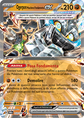 Ogerpon Maschera Fondamenta-ex 112/167 Rara Doppia - ITA - Near Mint - Scarlatto e Violetto - Crepuscolo Mascherato - Carta Pokemon