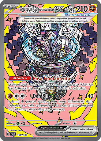 Ogerpon Maschera Fondamenta-ex 160/131 Alternative Art - ITA - Near Mint - Scarlatto e Violetto - Evoluzioni Prismatiche - Carta Pokemon