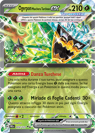 Ogerpon Maschera Turchese-ex 012/131 - ITA - Near Mint - Scarlatto e Violetto - Evoluzioni Prismatiche - Carta Pokemon