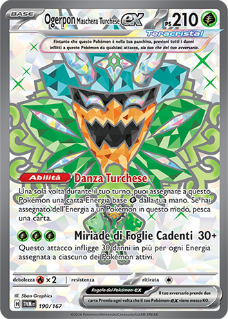 Ogerpon Maschera Turchese-ex 190/167 TeraCristal Full Art Ultra Rara - ITA - Near Mint - Scarlatto e Violetto - Crepuscolo Mascherato - Carta Pokemon