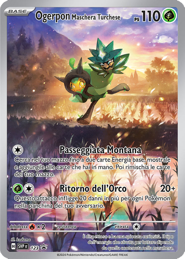 Ogerpon Maschera Turchese SVP 123 Illustrazione Rara - ITA - Mint Sigillata - Promo Scarlatto e Violetto - Carta Pokemon