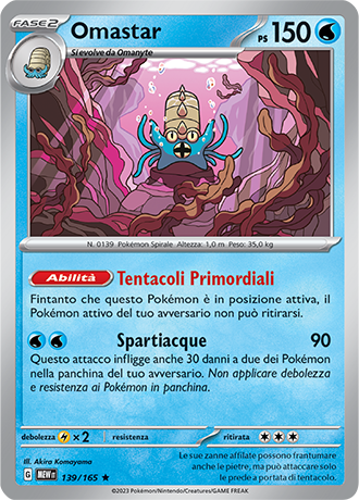 Omastar 139/165 Holo - ITA - Near Mint - Scarlatto e Violetto - 151 - Carta Pokemon