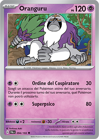 Oranguru 094/193 Reverse Holo - ITA - Near Mint - Scarlatto e Violetto - Evoluzioni a Paldea - Carta Pokemon