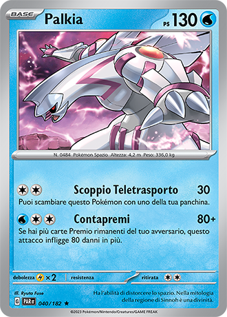 Palkia 040/182 Holo - ITA - Near Mint - Scarlatto e Violetto - Paradosso Temporale - Carta Pokemon