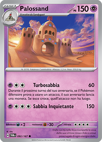 Palossand 092/167 Comune - ITA - Near Mint - Scarlatto e Violetto - Crepuscolo Mascherato - Carta Pokemon