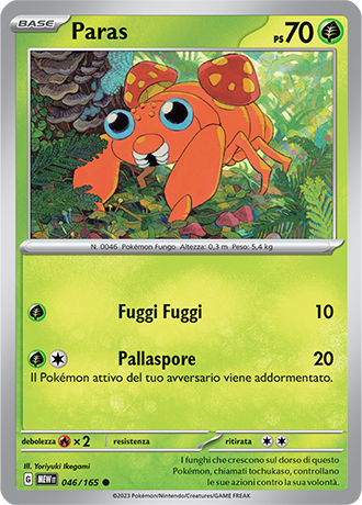 Paras 046/165 - ITA - Near Mint - Scarlatto e Violetto - 151 - Carta Pokemon