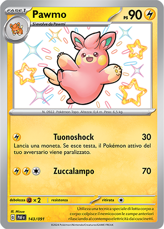 Pawmo Shiny 143/091 - ITA - Near Mint - Scarlatto e Violetto - Destino di Paldea - Carta Pokemon