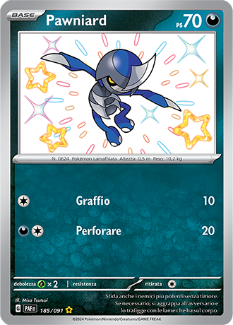 Pawniard Shiny 185/091 - ITA - Near Mint - Scarlatto e Violetto - Destino di Paldea - Carta Pokemon