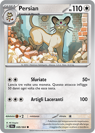 Persian 049/064 Comune - ITA - Near Mint - Scarlatto e Violetto - Segreto Fiabesco - Carta Pokemon