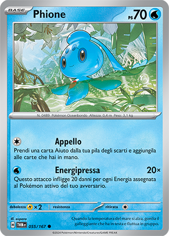 Phione 055/167 Comune - ITA - Near Mint - Scarlatto e Violetto - Crepuscolo Mascherato - Carta Pokemon