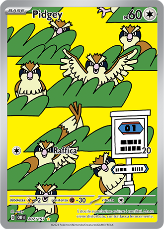 Pidgey 207/197 Illustrazione Rara - ITA - Near Mint - Scarlatto e Violetto - Ossidiana Infuocata - Carta Pokemon