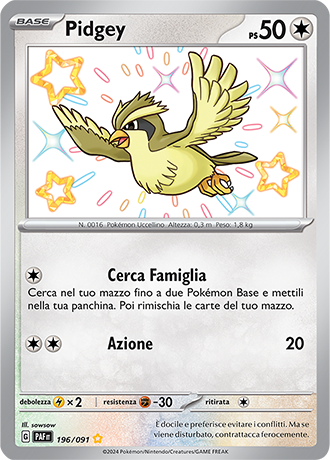 Pidgey Shiny 196/091 - ITA - Near Mint - Scarlatto e Violetto - Destino di Paldea - Carta Pokemon