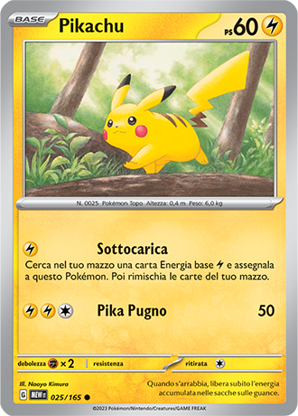 Pikachu 025/165 - ITA - Near Mint - Scarlatto e Violetto - 151 - Carta Pokemon