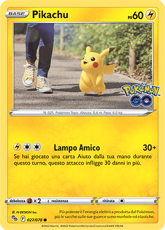 Pikachu 027/078 - ITA - Near Mint - Spada e Scudo - Pokemon GO - Carta Pokemon