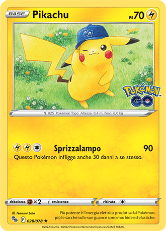 Pikachu 028/078 Holo - ITA - Near Mint - Spada e Scudo - Pokemon GO - Carta Pokemon