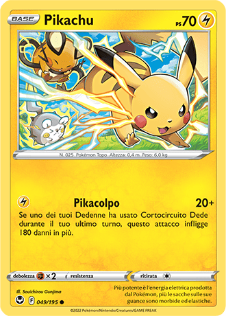 Pikachu 049/195 - ITA - Near Mint - Spada e Scudo - Tempesta Argentata - Carta Pokemon