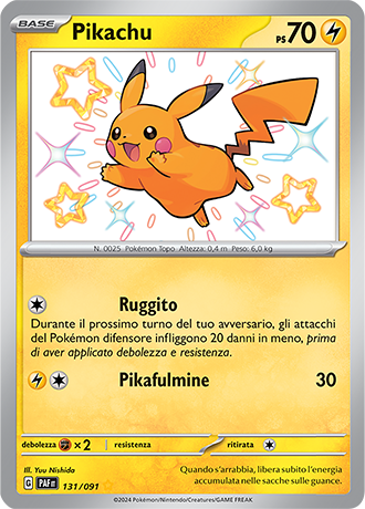 Pikachu Shiny 131/091 - ITA - Near Mint - Scarlatto e Violetto - Destino di Paldea - Carta Pokemon