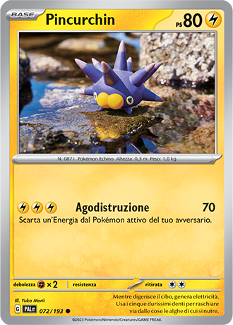 Pincurchin 072/193 Reverse Holo - ITA - Near Mint - Scarlatto e Violetto - Evoluzioni a Paldea - Carta Pokemon