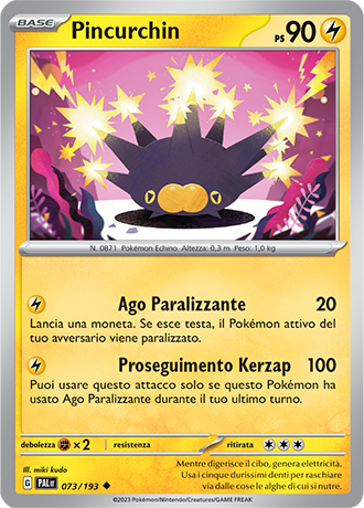 Pincurchin 073/193 - ITA - Near Mint - Scarlatto e Violetto - Evoluzioni a Paldea - Carta Pokemon