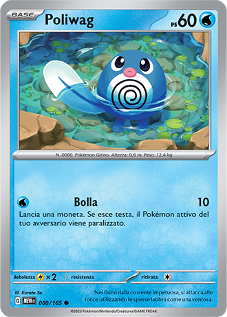 Poliwag 060/165 Reverse Holo - ITA - Near Mint - Scarlatto e Violetto - 151 - Carta Pokemon