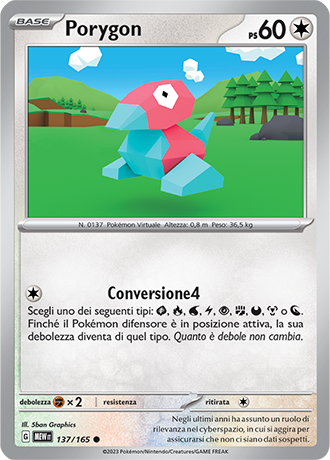 Porygon 137/165 - ITA - Near Mint - Scarlatto e Violetto - 151 - Carta Pokemon