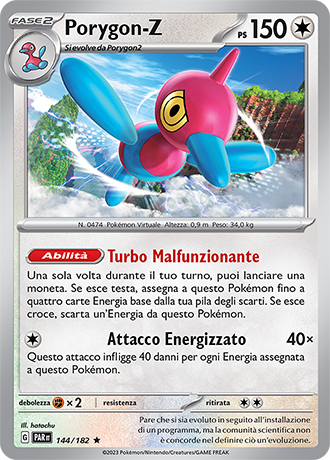 Porygon-Z 144/182 Holo - ITA - Near Mint - Scarlatto e Violetto - Paradosso Temporale - Carta Pokemon