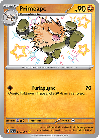 Primeape Shiny 170/091 - ITA - Near Mint - Scarlatto e Violetto - Destino di Paldea - Carta Pokemon