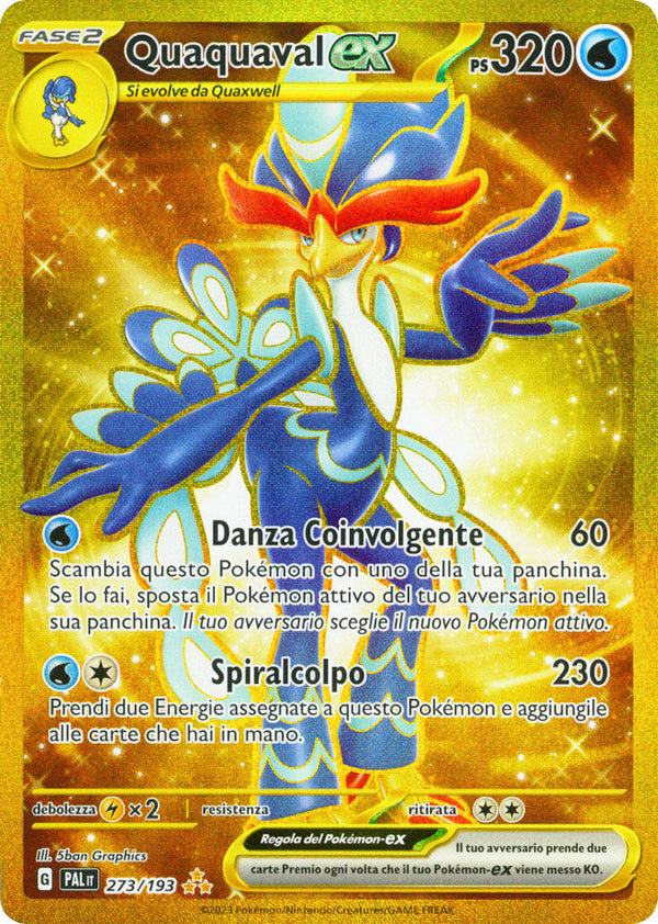 Quaquaval ex 273/193 Rara Segreta Oro - ITA - Near Mint - Scarlatto e Violetto - Evoluzioni a Paldea - Carta Pokemon