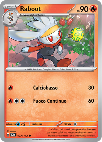 Raboot 027/142 - ITA - Near Mint - Scarlatto e Violetto - Corona Astrale - Carta Pokemon