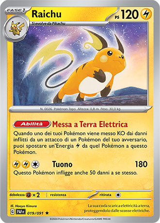 Raichu 019/091 Holo - ITA - Near Mint - Scarlatto e Violetto - Destino di Paldea - Carta Pokemon