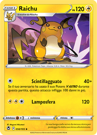 Raichu 050/195 - ITA - Near Mint - Spada e Scudo - Tempesta Argentata - Carta Pokemon