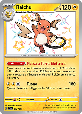 Raichu Shiny 132/091 - ITA - Near Mint - Scarlatto e Violetto - Destino di Paldea - Carta Pokemon