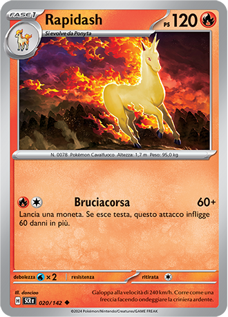 Rapidash 020/142 - ITA - Near Mint - Scarlatto e Violetto - Corona Astrale - Carta Pokemon