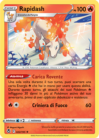 Rapidash 022/195 Holo - ITA - Near Mint - Spada e Scudo - Tempesta Argentata - Carta Pokemon