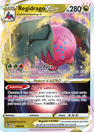 Regidrago-V ASTRO 136/195 - ITA - Near Mint - Spada e Scudo - Tempesta Argentata - Carta Pokemon