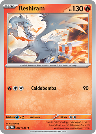 Reshiram 022/142 - ITA - Near Mint - Scarlatto e Violetto - Corona Astrale - Carta Pokemon