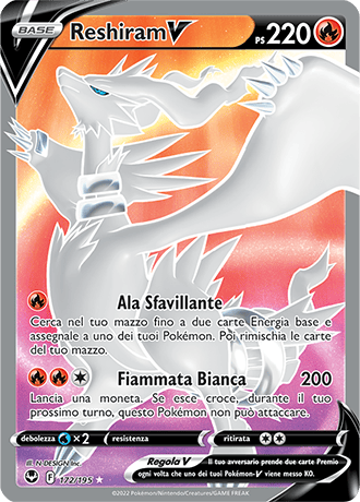 Reshiram-V 172/195 Full Art - ITA - Near Mint - Spada e Scudo - Tempesta Argentata - Carta Pokemon