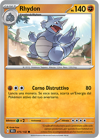 Rhydon 075/142 - ITA - Near Mint - Scarlatto e Violetto - Corona Astrale - Carta Pokemon