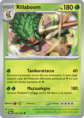 Rillaboom 016/167 Non Comune - ITA - Near Mint - Scarlatto e Violetto - Crepuscolo Mascherato - Carta Pokemon