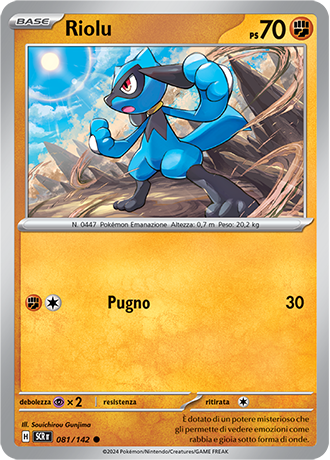 Riolu 081/142 Reverse Holo - ITA - Near Mint - Scarlatto e Violetto - Corona Astrale - Carta Pokemon