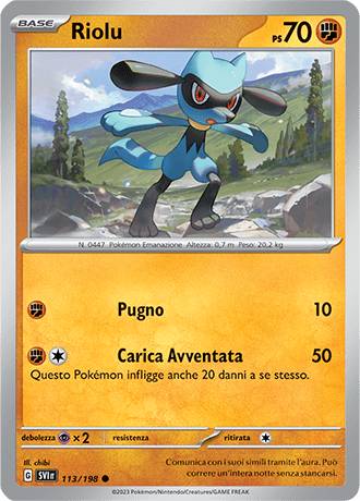 Riolu 113/198 - ITA - Near Mint - Scarlatto e Violetto - Carta Pokemon