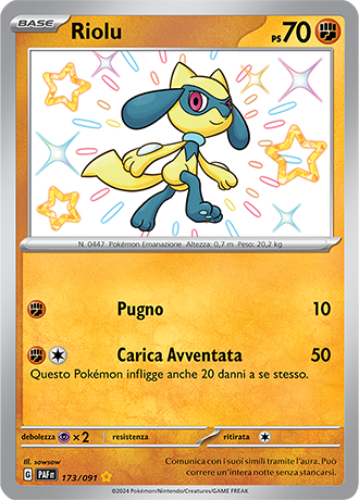 Riolu Shiny 173/091 - ITA - Near Mint - Scarlatto e Violetto - Destino di Paldea - Carta Pokemon