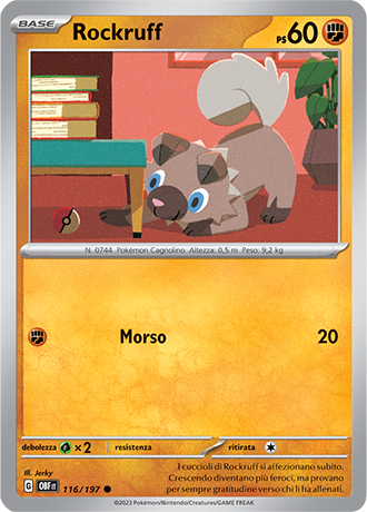 Rockruff 116/197 - ITA - Near Mint - Scarlatto e Violetto - Ossidiana Infuocata - Carta Pokemon