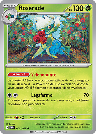 Roserade 009/162 - ITA - Mint - Scarlatto e Violetto - CronoForze - Carta Pokemon