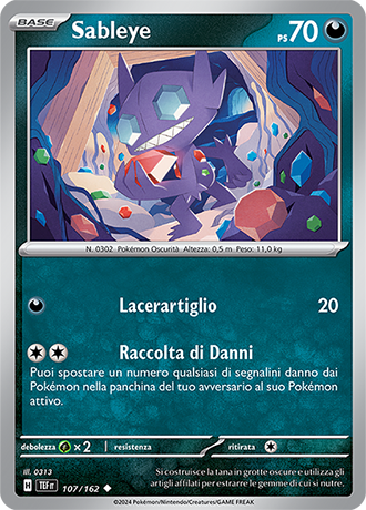 Sableye 107/162 - ITA - Near Mint - Scarlatto e Violetto - CronoForze - Carta Pokemon