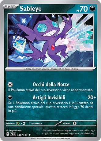 Sableye 136/193 Holo - ITA - Near Mint - Scarlatto e Violetto - Evoluzioni a Paldea - Carta Pokemon