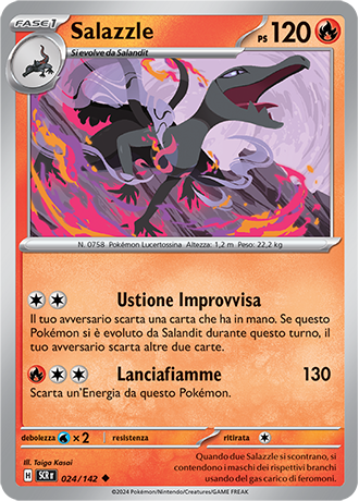 Salazzle 024/142 Reverse Holo - ITA - Near Mint - Scarlatto e Violetto - Corona Astrale - Carta Pokemon