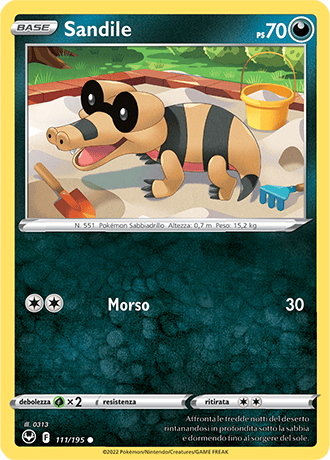 Sandile 111/195 - ITA - Near Mint - Spada e Scudo - Tempesta Argentata - Carta Pokemon