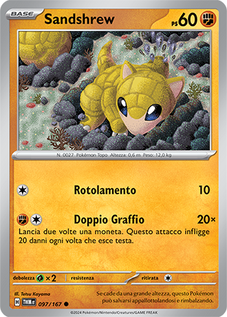 Sandshrew 097/167 Comune - ITA - Near Mint - Scarlatto e Violetto - Crepuscolo Mascherato - Carta Pokemon